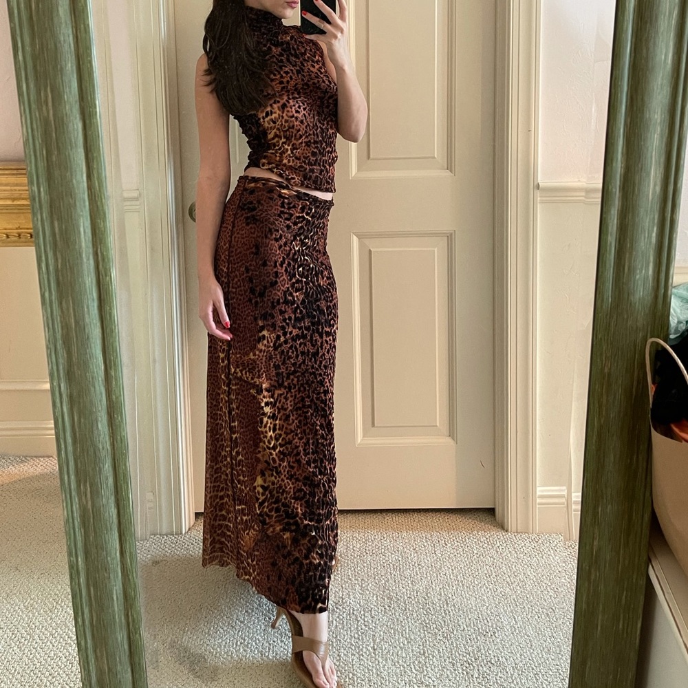 Vintage rare Jean Paul Gaultier leopard print skirt and top set